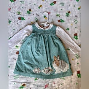 Baby Boden Bunny Smocked Pinnie